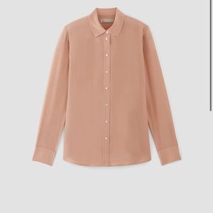 Everlane The Clean Silk Button Down Shirt in Blush Pink